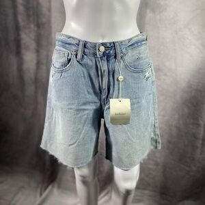 NWT Bohme Just Black Denim High Waist Light Blue Denim Bermuda Shorts